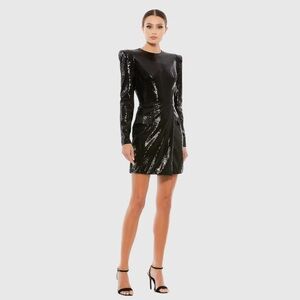 NWT $358 MAC DUGGAL FULLY SEQUINED STRUCTURED FAUX BLAZER MINI DRESS 26724